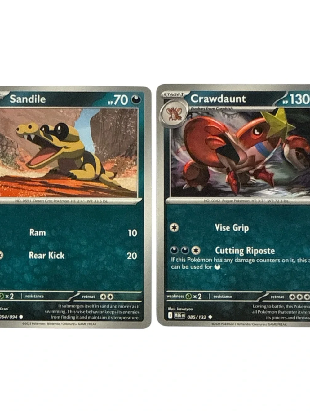 Pokemon Trading Cards (5): Piplup Delibird Darkrai Crawdaunt & Sandile